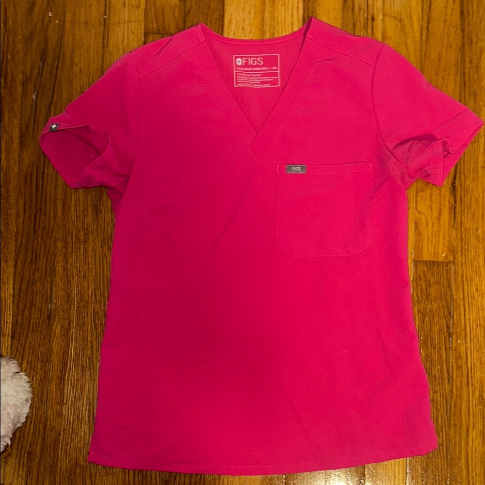 Figs Pink V-Neck Scrub Top